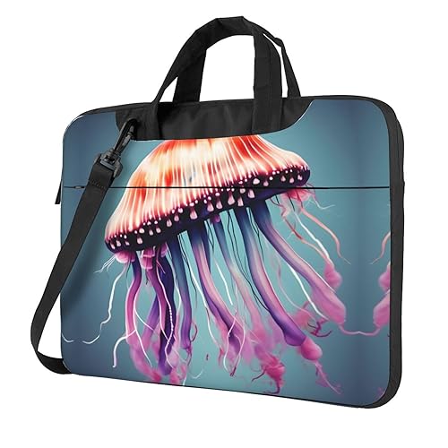 Laptoptasche mit Quallen-Druck, vielseitige Taschen, Computertasche, weich, für Damen und Herren, einzigartig, Schwarz, 13 inch von CADREWY