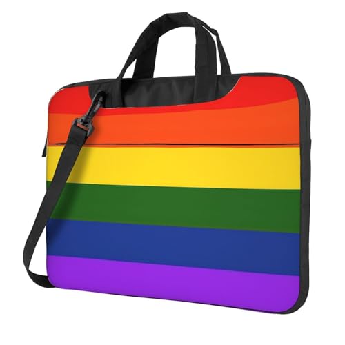 Laptoptasche mit Regenbogen-Flaggen-Druck, vielseitige Taschen, Computertasche, weich, für Damen und Herren, Schwarz, 13 inch von CADREWY