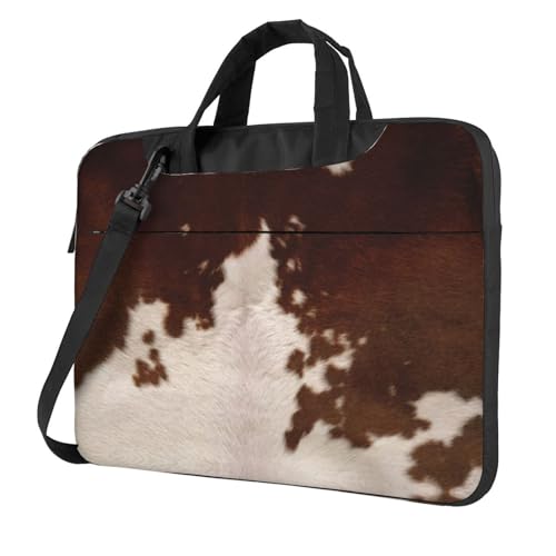 Laptoptasche mit Rindslederaufdruck, vielseitig einsetzbar, weich, für Damen und Herren, Rot / Braun, Schwarz, 13 inch von CADREWY