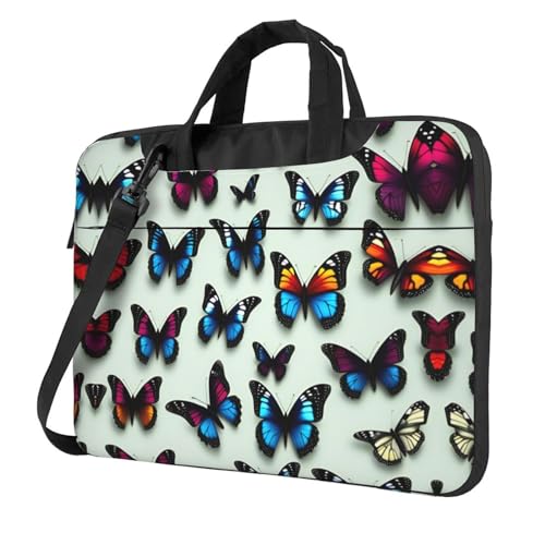Laptoptasche mit Schmetterlings- und Cello-Druck, vielseitige Taschen, Computertasche, weich, für Damen und Herren, Schwarz, 13 inch von CADREWY