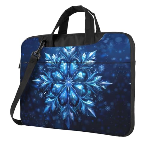 Laptoptasche mit Schneeflocken-Motiv, vielseitig einsetzbar, weich, für Damen und Herren, Blau, Schwarz, 15.6 inch von CADREWY
