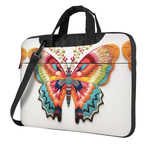 Laptoptasche mit Stickerei, buntes Schmetterlings-Motiv, vielseitige Tasche, Computertasche, weich, für Damen und Herren von CADREWY