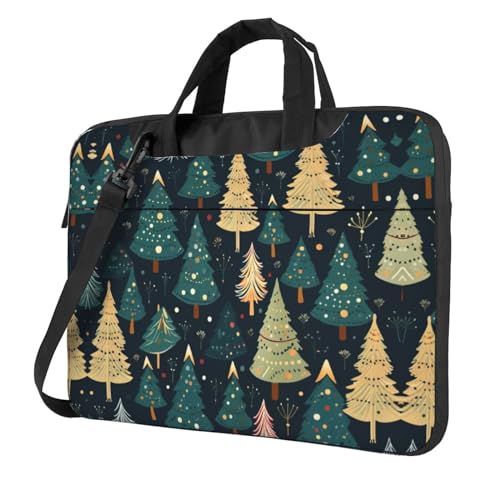 Laptoptasche mit Weihnachtsbaum-Aufdruck, vielseitige Taschen, Computertasche, weich, für Damen und Herren, Schwarz, 13 inch von CADREWY