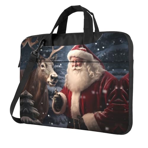 Laptoptasche mit Weihnachtsmann-Druck, vielseitige Taschen, Computertasche, weich, für Damen und Herren von CADREWY