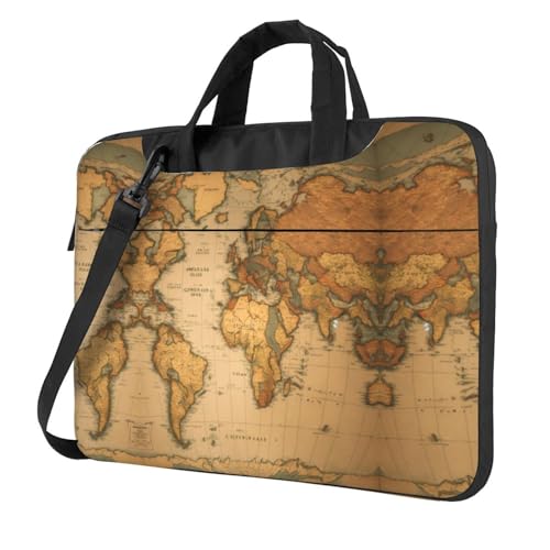 Laptoptasche mit Weltkarten-Druck, vielseitige Taschen, Computertasche, weich, für Damen und Herren, Schwarz, 13 inch von CADREWY