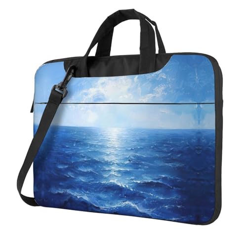 Laptoptasche mit blauem Ozean-Druck, vielseitige Taschen, Computertasche, weich, für Damen und Herren von CADREWY
