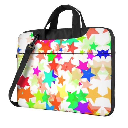 Laptoptasche mit buntem Sternendruck, vielseitig einsetzbar, weich, für Damen und Herren, Schwarz, 13 inch von CADREWY