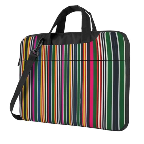 Laptoptasche mit bunten Streifen, vielseitig einsetzbar, weich, für Damen und Herren, Schwarz, 13 inch von CADREWY