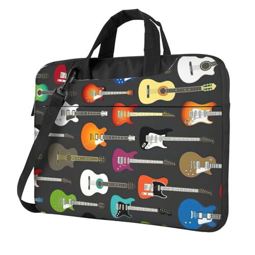 Laptoptasche mit farbigem Akustik- und Gitarrendruck, vielseitige Tasche, Computertasche, weich, für Damen und Herren von CADREWY