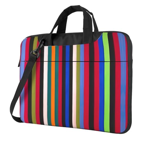 Laptoptasche mit farbigen Streifen, vertikaler Druck, vielseitige Taschen, Computertasche, weich, für Damen und Herren, Schwarz, 13 inch von CADREWY