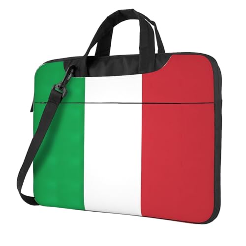 Laptoptasche mit italienischer Flagge, vielseitige Tasche, Computertasche, weich, für Damen und Herren, Schwarz, 13 inch von CADREWY