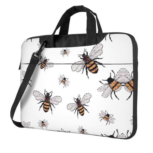 Laptoptasche mit lustigem Bienendruck, vielseitige Taschen, Computertasche, weich, für Damen und Herren, Schwarz, 13 inch von CADREWY