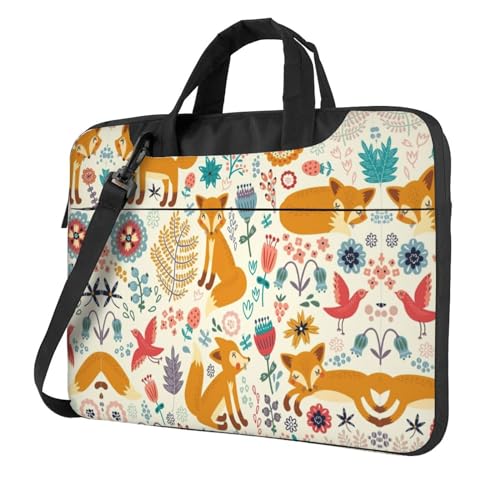 Laptoptasche mit niedlichem Blumenmuster und Tiermuster, vielseitig einsetzbar, weich, für Damen und Herren, Schwarz, 13 inch von CADREWY
