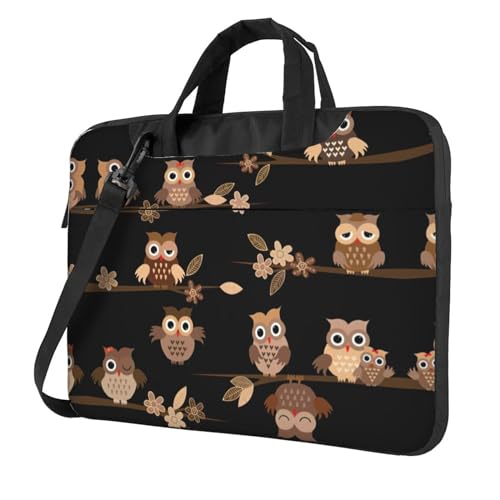 Laptoptasche mit niedlichem Cartoon-Eulen-Druck, vielseitige Tasche, Computertasche, weich, für Damen und Herren, einzigartig von CADREWY