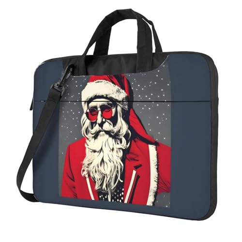 Laptoptasche mit niedlichem Weihnachtsmann-Druck, vielseitige Taschen, Computertasche, weich, für Damen und Herren, Schwarz, 13 inch von CADREWY