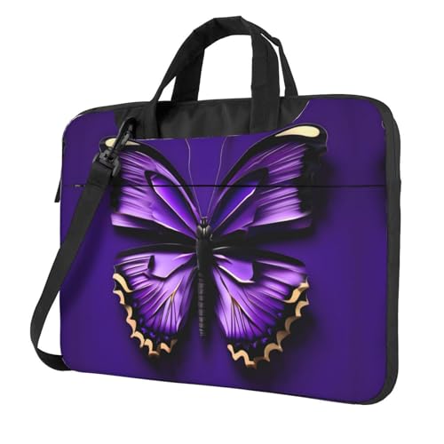 Laptoptasche mit niedlichem violettem Schmetterlings-Aufdruck, vielseitige Taschen, Computertasche, weich, für Damen und Herren von CADREWY