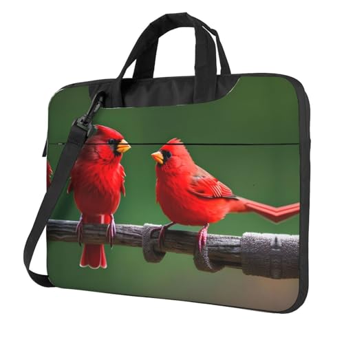 Laptoptasche mit roten Vögeln, vielseitig einsetzbar, weich, für Damen und Herren, Schwarz, 13 inch von CADREWY