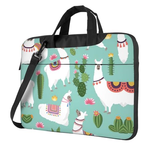 Laptoptasche mit tropischem Lama, Alpaka, Kaktus, Blumendruck, vielseitige Taschen, Computertasche, weich, für Damen und Herren, einzigartig von CADREWY