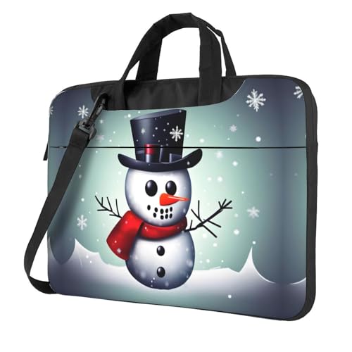 Laptoptasche mit weihnachtlichem Schneemann-Druck, vielseitige Taschen, Computertasche, weich, für Damen und Herren, Schwarz, 13 inch von CADREWY