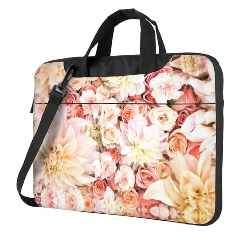 Laptoptasche mit weißem Blumendruck, vielseitige Taschen, Computertasche, weich, für Damen und Herren, Schwarz, 13 inch von CADREWY