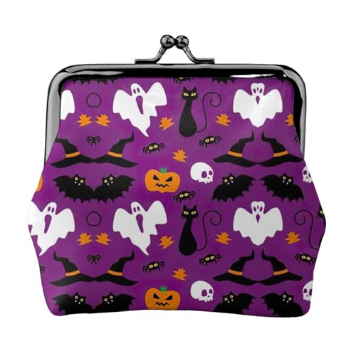 Lila Halloween Horror Print Portable Frauen Münzbörse Niedlich Mini Reißverschluss Geldbörse mit Kiss Lock Kreditkarten von CADREWY