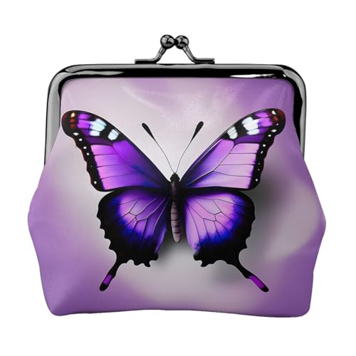 Lila Schmetterling Druck tragbare Frauen Münzbörse Niedlich Mini Reißverschluss Geldbörse mit Kiss Lock Kreditkarten von CADREWY