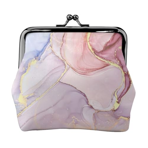 Lila und Gold Marmor Druck Tragbare Frauen Münzbörse Niedlich Mini Reißverschluss Geldbörse mit Kussschloss Kreditkarten Schwarz, Einheitsgröße von CADREWY