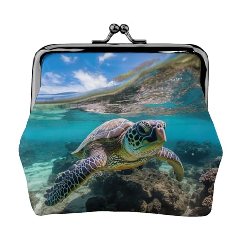 Lord Howe Island Sea Turtle Print Portable Women Coin Purse Cute Mini Zipper Wallet with Kiss Lock Credit Cards von CADREWY