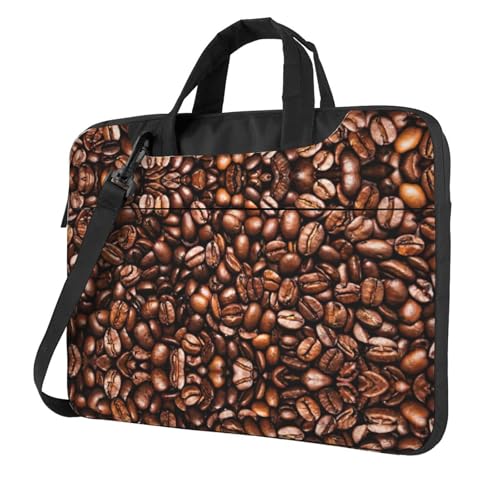 Lustige Laptoptasche mit geröstetem Kaffeebohnen-Druck, vielseitige Taschen, Computertasche, weich, für Damen und Herren, Schwarz, 13 inch von CADREWY