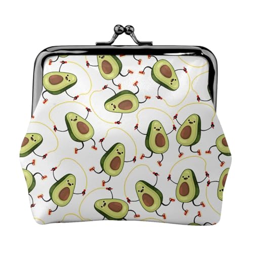Lustiger Cartoon-Avocado-Druck, tragbare Damen-Münzgeldbörse, niedlich, Mini-Reißverschluss-Geldbörse mit Kussschloss, Kreditkarten, Schwarz, Einheitsgröße von CADREWY