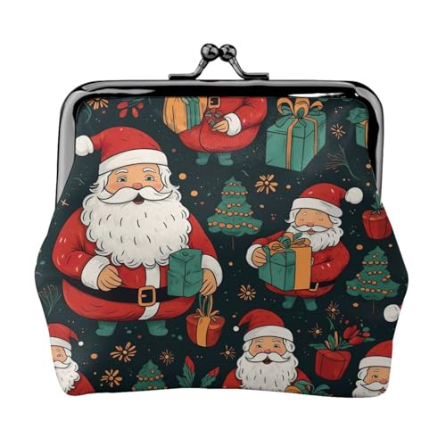 Merry Christmas Print Portable Women Coin Purse Cute Mini Zipper Wallet with Kiss Lock Credit Cards, Black, One Size von CADREWY