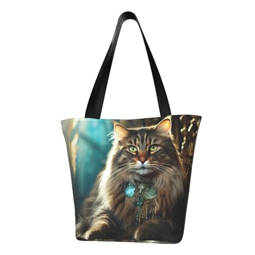 Mid-Century Moderne Kunst Katze Druck Bequeme Schultertasche Sommer Handtasche Reise Strand Arbeit Alltag Vielseitig Tragen von CADREWY