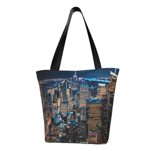 New York Night Print Bequeme Schultertasche Sommer Handtasche Reise Strand Arbeit Alltag Vielseitig Tragen von CADREWY