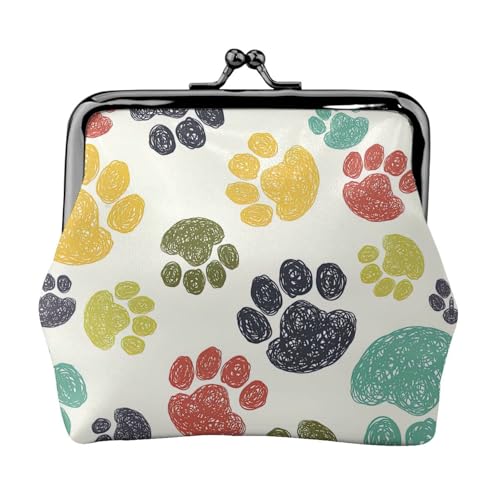 Niedliche bunte Hundepfotenabdruck-Geldbörse für Damen, niedlicher Mini-Reißverschluss, Geldbörse mit Kussverschluss, Kreditkarten von CADREWY