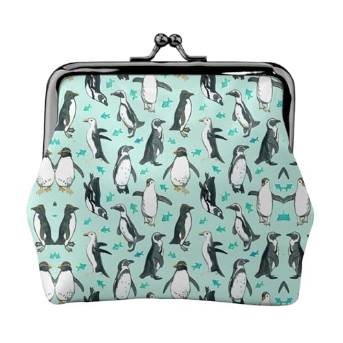 Niedlicher Pinguin-Druck, tragbare Damen-Münzgeldbörse, niedlicher Mini-Reißverschluss, Geldbörse mit Kussverschluss, Kreditkarten von CADREWY