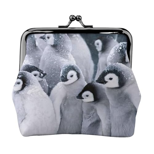 Niedlicher Pinguin1-Druck, tragbare Damen-Münzgeldbörse, niedliche Mini-Geldbörse mit Reißverschluss, mit Kussschloss, Kreditkarten, Schwarz, Einheitsgröße von CADREWY