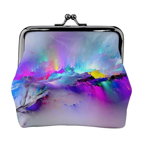 Northern Lights Painting Print Portable Women Coin Purse Cute Mini Zipper Wallet with Kiss Lock Credit Cards, Black, One Size von CADREWY