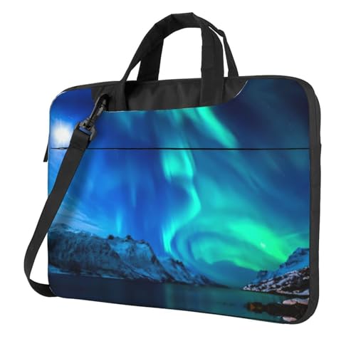 Northern Lights Print Protective Laptop Bag Versatile Bags Computer Case Soft Women Men Unique, Schwarz, 13 inch von CADREWY