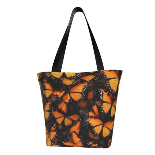 Orange Monarch Butterflies Print Bequeme Schultertasche Sommer Handtasche Reise Strand Arbeit Alltag Vielseitig Tragen von CADREWY