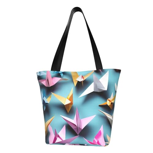 Origami-Papierkranich-Druck, bequeme Umhängetasche, Sommerhandtasche, Reisen, Strand, Arbeit, täglicher Gebrauch, vielseitig tragbar von CADREWY