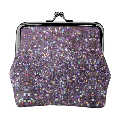 Paillettenmuster-Druck, tragbare Damen-Münzgeldbörse, niedlich, Mini-Reißverschluss, Geldbörse mit Kuss-Lock-Kreditkarten, Schwarz, Einheitsgröße von CADREWY