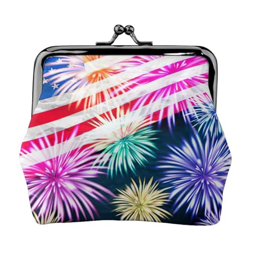 Patriotische Geldbörse für Damen, Motiv: amerikanische Flagge, niedlich, Mini-Reißverschluss, mit Kussschloss, Kreditkarten von CADREWY