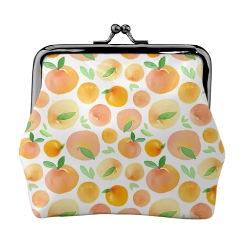 Pfirsich-Druck, tragbare Damen-Münzgeldbörse, niedlich, Mini-Reißverschluss-Geldbörse mit Kuss-Lock-Kreditkarten von CADREWY