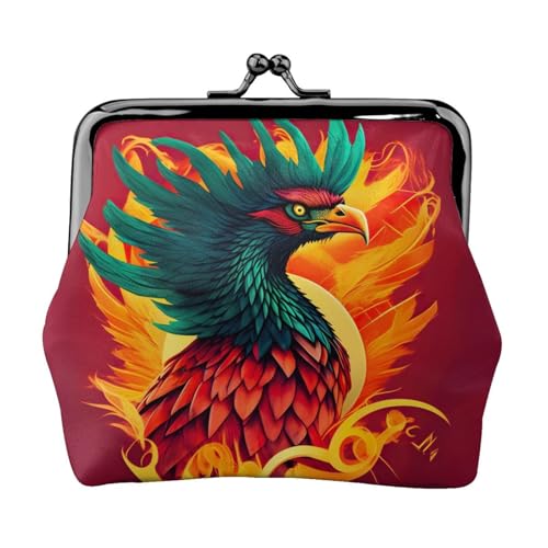 Phoenix Print Portable Women Coin Purse Cute Mini Zipper Wallet with Kiss Lock Credit Cards, Black, One Size von CADREWY