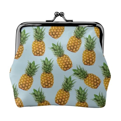 Pineapple (3) Print Portable Women Coin Purse Cute Mini Zipper Wallet with Kiss Lock Credit Cards, Black, One Size von CADREWY
