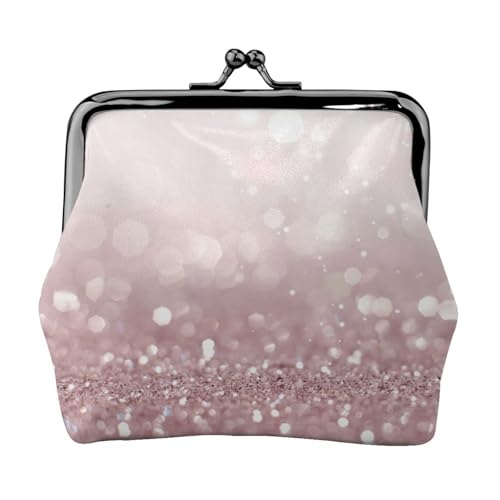 Pink Glitter Print Portable Women Coin Purse Cute Mini Zipper Wallet with Kiss Lock Credit Cards, Black, One Size von CADREWY