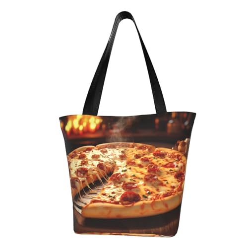 Pizza 3D-Druck Bequeme Schultertasche Sommer Handtasche Reise Strand Arbeit Alltag Vielseitig Tragen von CADREWY