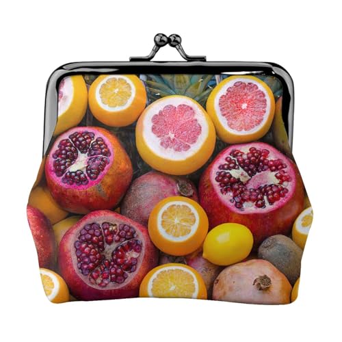 Portables Damen-Münzgeldbörse mit Fruchtbild, Standard-Druck, niedlich, Mini-Reißverschluss, mit Kussschloss, Kreditkarten von CADREWY