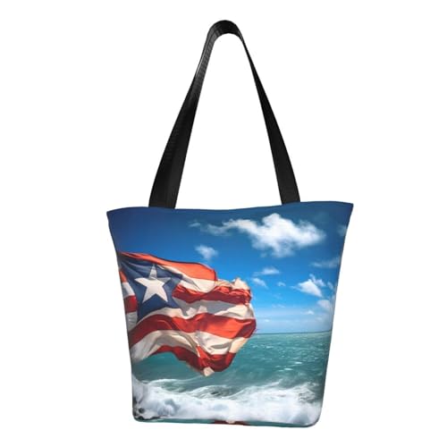 Puerto Rico-Flaggen-Druck, bequeme Umhängetasche, Sommerhandtasche, Reisen, Strand, Arbeit, täglicher Gebrauch, vielseitig tragbar von CADREWY
