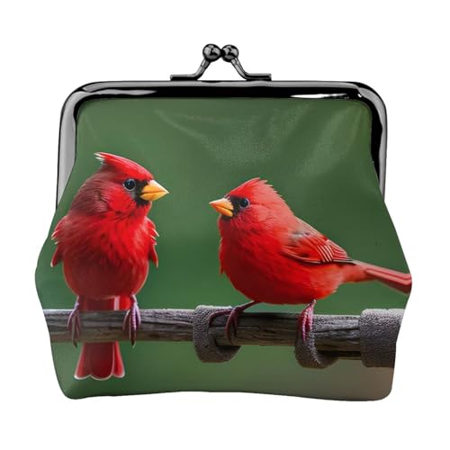 Red Birds Print Portable Women Coin Purse Cute Mini Zipper Wallet with Kiss Lock Credit Cards, Black, One Size von CADREWY